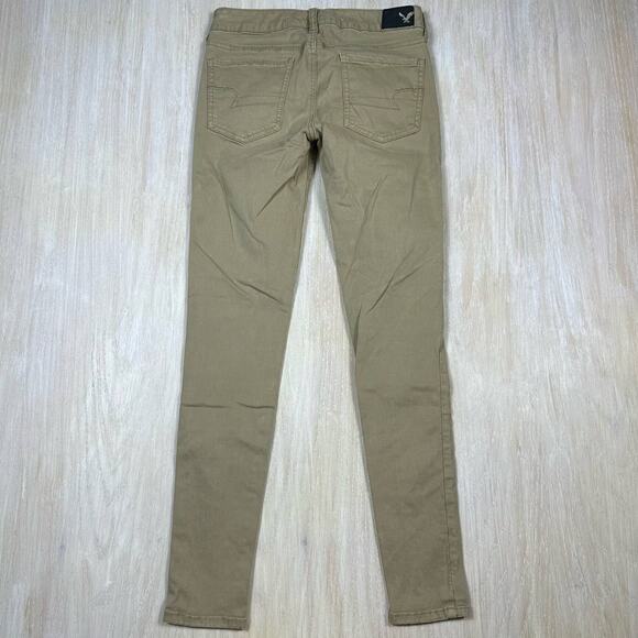 American Eagle Low Rise Super Stretch Tan Jegging Skinny Casual Everyday Jeans 2 - Picture 5 of 12